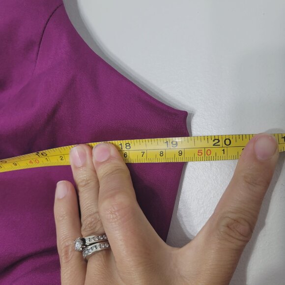 Evan Picone Purple Sleeveless V-Neck Gathered Cocktail Sheath Knee Dress Size 12 - Picture 9 of 10